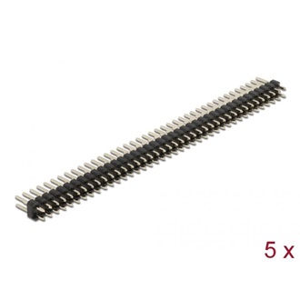 Delock Tűfejléc 40 tűs, 2,54 mm-es osztással, 2 soros, egyenes, 5 db.