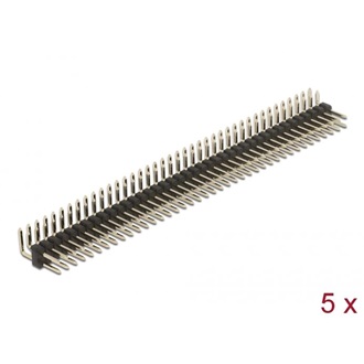 Delock Tűfejléc 40 tűs, 2,54 mm-es osztással, 2 soros, szögletes, 5 db.