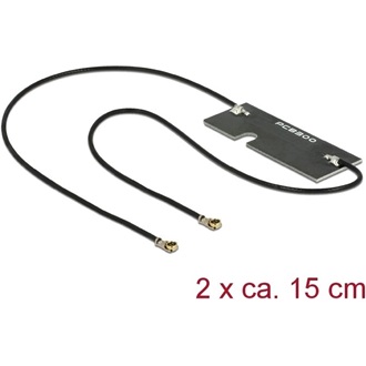 Delock Twin Antenna WLAN MHF IV /HSC MXHP32 compatible plug 802.11 ac/a/h/b/g/n 3 - 5 dBi 2 x 150 mm