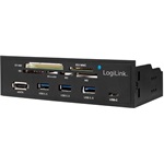 LogiLink UA0341 4-portos 5,25" hub fekete eSATA CF M2 MS SD microSD XD 