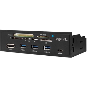 LogiLink UA0341 4-portos 5,25" hub fekete eSATA CF M2 MS SD microSD XD 