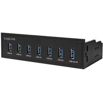 Delock UA0342 7-portos 5.25" USB3.0 hub fekete 1db töltőport