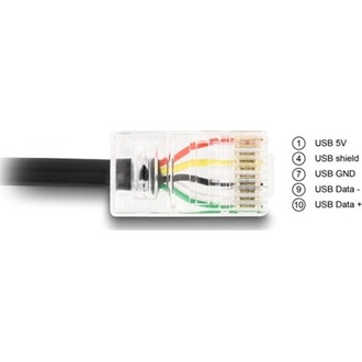 Delock USB-A 2.0 -> RJ50 M/M adatkábel 2m fekete