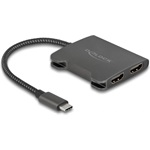 Delock USB-C -> 2db HDMI 2.0 M/F aktív splitter 0.2m fekete MST