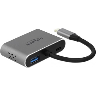 Delock USB-C -> HDMI VGA USB-A 3.0 USB-C M/F adapter szürke (USB-C OUT csak töltésre)