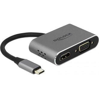 Delock USB-C -> HDMI VGA USB-A 3.0 USB-C M/F adapter szürke (USB-C OUT csak töltésre)