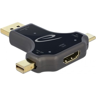 Delock USB-C Displayport Displayport mini -> HDMI 2.0 M/F adapter fekete