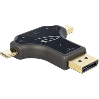 Delock USB-C Displayport Displayport mini -> HDMI 2.0 M/F adapter fekete