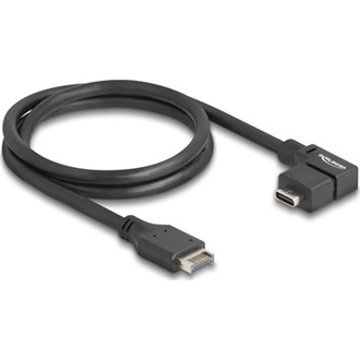 Delock USB-E A Key -> USB-C 3.2 Gen2 M/F adatkábel 0.7m fekete egyenes/90°