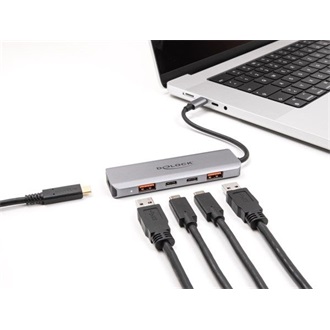 Delock USB 10 Gbps Hub 2 A-típusú USB port és 2 USB Type-C  port USB Type-C  csatlakozóval és PD 95 Watt