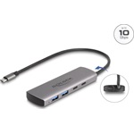 Delock USB 10 Gbps Hub 2 A-típusú USB port és 2 USB Type-C  port USB Type-C  csatlakozóval és egy további tápporttal