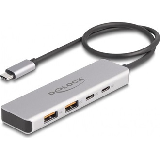 Delock USB 10 Gbps USB Type-C  hub 2 x A-típusú USB csatlakozóval és 2 x USB Type-C  csatlakozóval, valamint egy 35 cm h