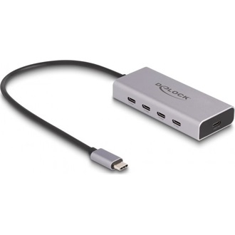 Delock USB 10 Gbps USB Type-C  hub 4 x USB Type-C  anya csatlakozóval és 1 x USB Type-C  PD 85 wattos csatlakozóval, 30