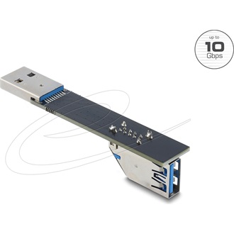 Delock USB 10 Gbps adapter USB A-típusú aljzat   dugó csatlakozó, 90 -ban lefelé elforgatott