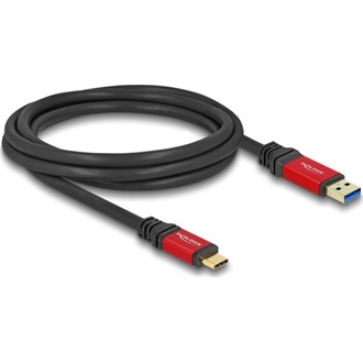 Delock USB-C 3.2 Gen2 -> USB-A 3.2 Gen 2 M/M adatkábel 2m fekete-piros