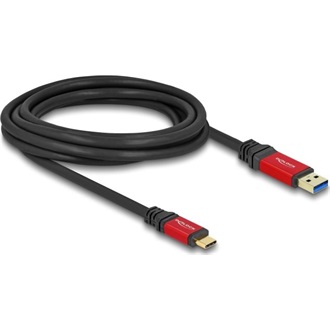 Delock USB-C 3.2 Gen2 -> USB-A 3.2 Gen 2 M/M adatkábel 3m fekete-piros