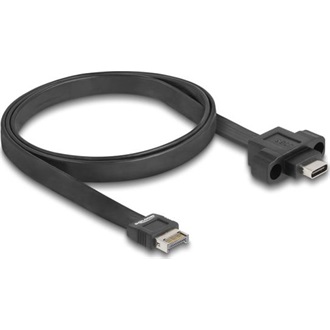 Delock USB-E A Key -> USB-C 3.2 Gen2 M/M adatkábel 0.75m fekete panel-mount