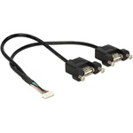 Delock USB-A Pinheader 8pin -> USB-A 2.0 F/F adatkábel 0.25m fekete panel-mount