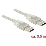 Delock USB-A 2.0 - USB-A 2.0 M/M adatkábel 0.5m átlátszó