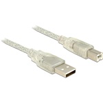Delock USB-A 2.0 -> USB-B 2.0 M/M adatkábel 5m átlátszó