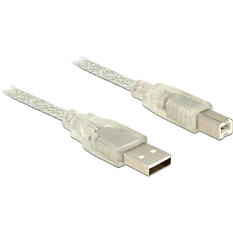 Delock USB-A 2.0 -> USB-B 2.0 M/M adatkábel 5m átlátszó