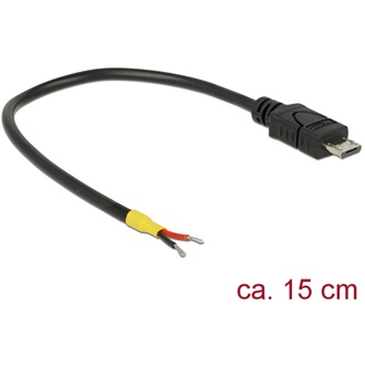 Delock USB-B 2.0 micro -> nyitott vezeték M/M tápkábel 0.15m fekete