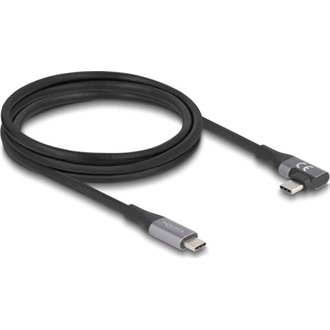Delock USB 20 Gbps Kábel, ívelt bal / jobb, USB PD 3.1 Extended Power Range 240 W 2 m