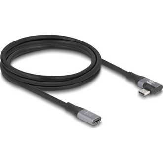 Delock USB 20 Gbps bővítőkábel, ívelt bal / jobb, USB PD 3.1 Extended Power Range 240 W 2 m