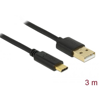 Delock USB-A 2.0 -> USB-C M/M adatkábel 3m fekete