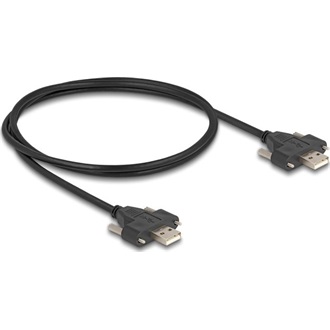 Delock USB-A 2.0 -> USB-A 2.0 M/M adatkábel 1m fekete rögzítő csavarokkal