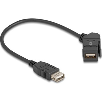 Delock USB 2.0 A-típusú panel tartó anya 45 -ban hajlított   A-típusú anya 30 cm kábellel fekete