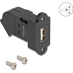Delock USB 2.0 A-típusú panel tartó anya   A-típusú anya 45 -ban hajlított fekete