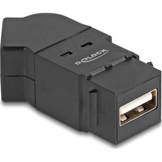 Delock USB 2.0 A-típusú panel tartó anya   A-típusú anya 45 -ban hajlított fekete