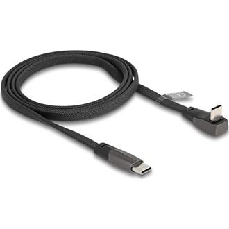 Delock USB-C -> USB-C M/F adatkábel 1m fekete-szürke egyenes/90°
