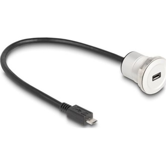 Delock USB 2.0 Micro-B beépített anya kábelcsatlakozóval 30 cm, alumínium