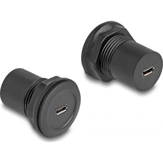 Delock USB 2.0 Micro-B-típusú   USB 2.0 Micro-B-típusú beépített csatlakozóval fekete
