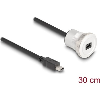 Delock USB 2.0 Mini-B beépített anya kábelcsatlakozóval 30 cm, alumínium