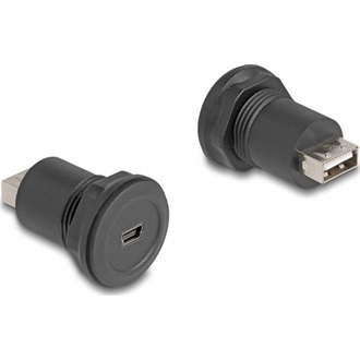 Delock USB 2.0 Mini-B-típusú   USB 2.0 A-típusú beépített csatlakozóval fekete