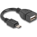 Delock USB-B 2.0 micro -> USB-A 2.0 M/F adatkábel 0.11m fekete OTG