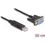 Delock USB 2.0   Soros RS-232 adapter, Sub-D 9 tűs aljzat, csavaros rögzítéssel, kompakt csatlakozóházzal, 50 cm, FTDI c