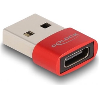 Delock USB-A 2.0 -> USB-C M/F adapter piros