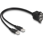 Delock 2db USB-A 2.0 -> 2db USB-A 2.0 M/F adatkábel 1m fekete beépíthető