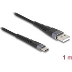 Delock USB 2.0 kábel A-típusú USB apa - USB Type-C  apa meghosszabbított hajlítás védelemmel 1 m