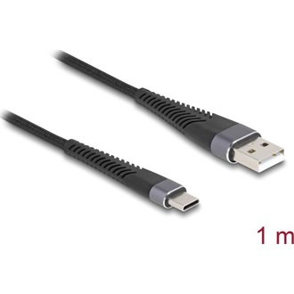 Delock USB 2.0 kábel A-típusú USB apa - USB Type-C  apa meghosszabbított hajlítás védelemmel 1 m