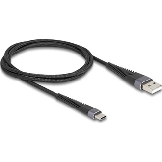Delock USB 2.0 kábel A-típusú USB apa - USB Type-C  apa meghosszabbított hajlítás védelemmel 1 m
