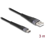 Delock USB 2.0 kábel A-típusú USB apa - USB Type-C  apa meghosszabbított hajlítás védelemmel 3 m