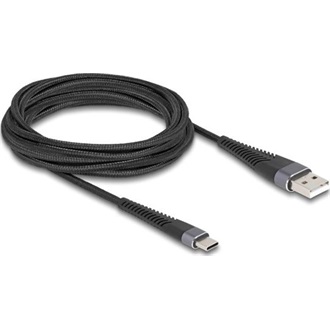 Delock USB 2.0 kábel A-típusú USB apa - USB Type-C  apa meghosszabbított hajlítás védelemmel 3 m