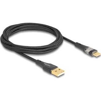 Delock USB-C -> USB-A 2.0 M/M töltőkábel 2m fekete