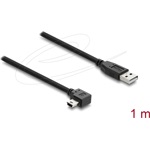 Delock USB 2.0 kábel A-típusú csatlakozódugó - Mini-B típusú csatlakozódugó, jobbra hajlítva, 1 m