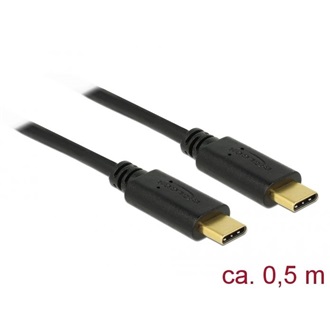 Delock USB-C -> USB-C M/M adatkábel 0.5m fekete PD 5A E-Marker